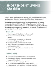 Independent Living Checklist