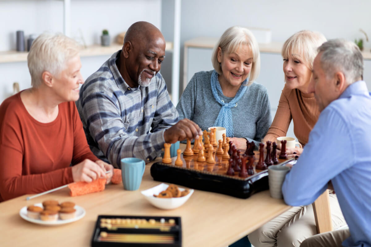 Group of Seniors Playing Chess