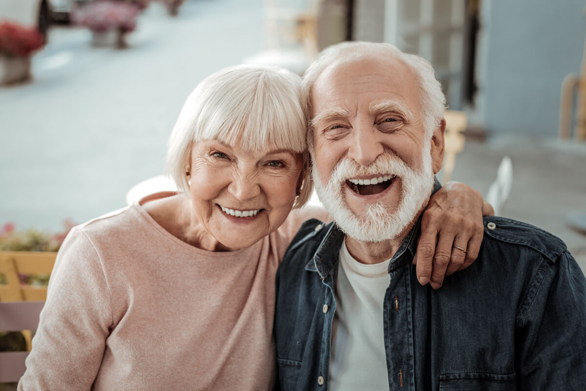 Older couple smiling together